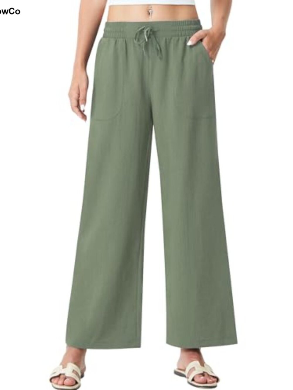 Flowy Wide Leg Palazzo Pants with Zip Pocket - Travel Casual
